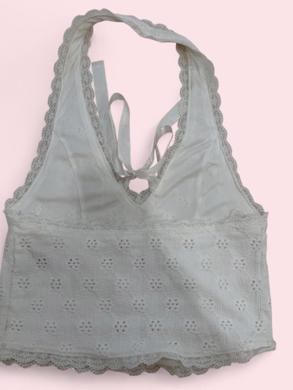 Kimchi Blue Farrah White Eyelet Halterneck Top - Picture 3 of 5